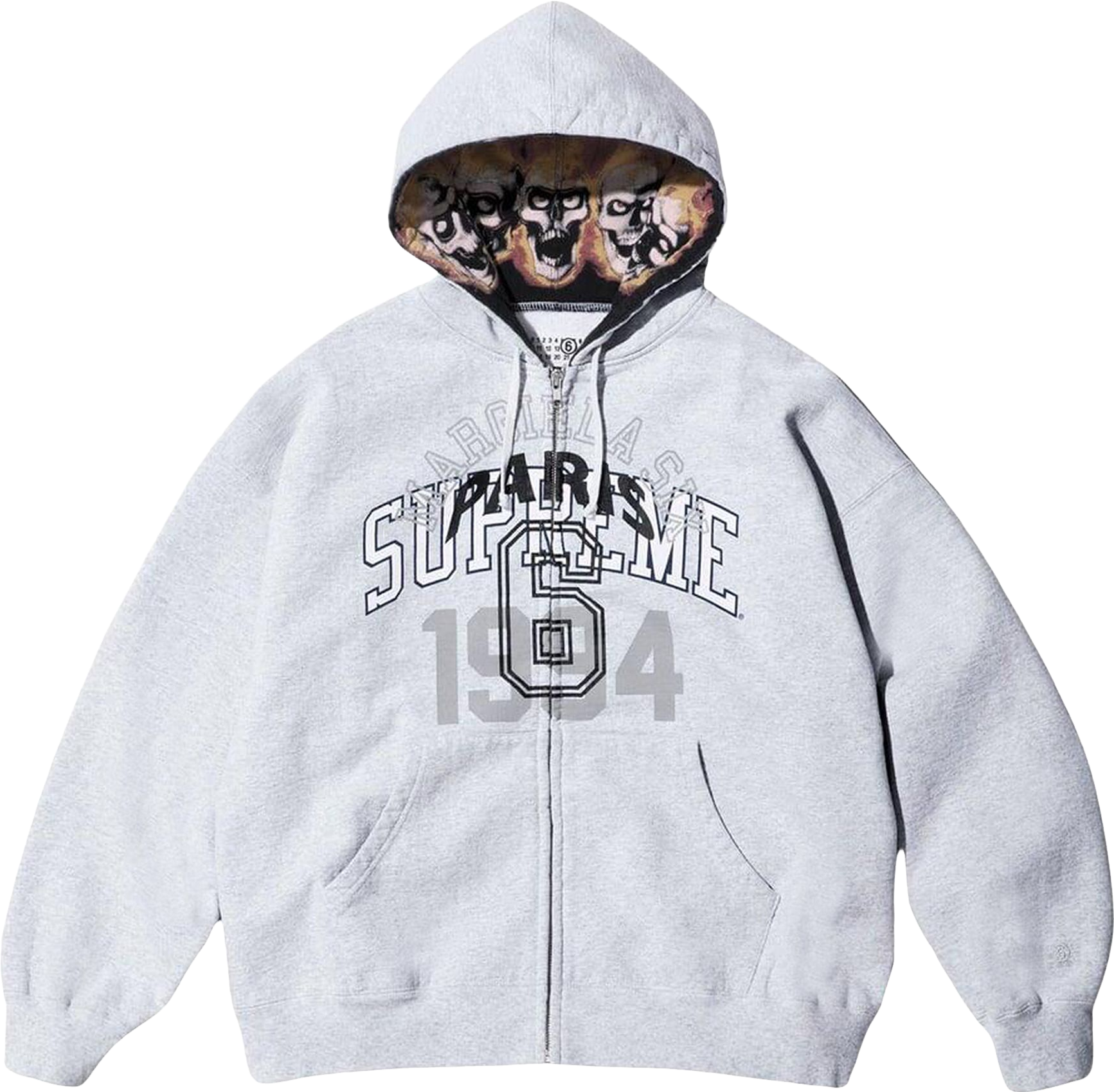 Supreme X Mm6 Maison Margiela Zip Up Hooded Sweatshirt - Grey