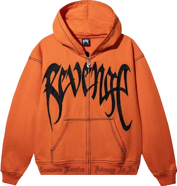 Revenge Xxxtentacion Kill Contrast Zip Hoodie - Orange/Black