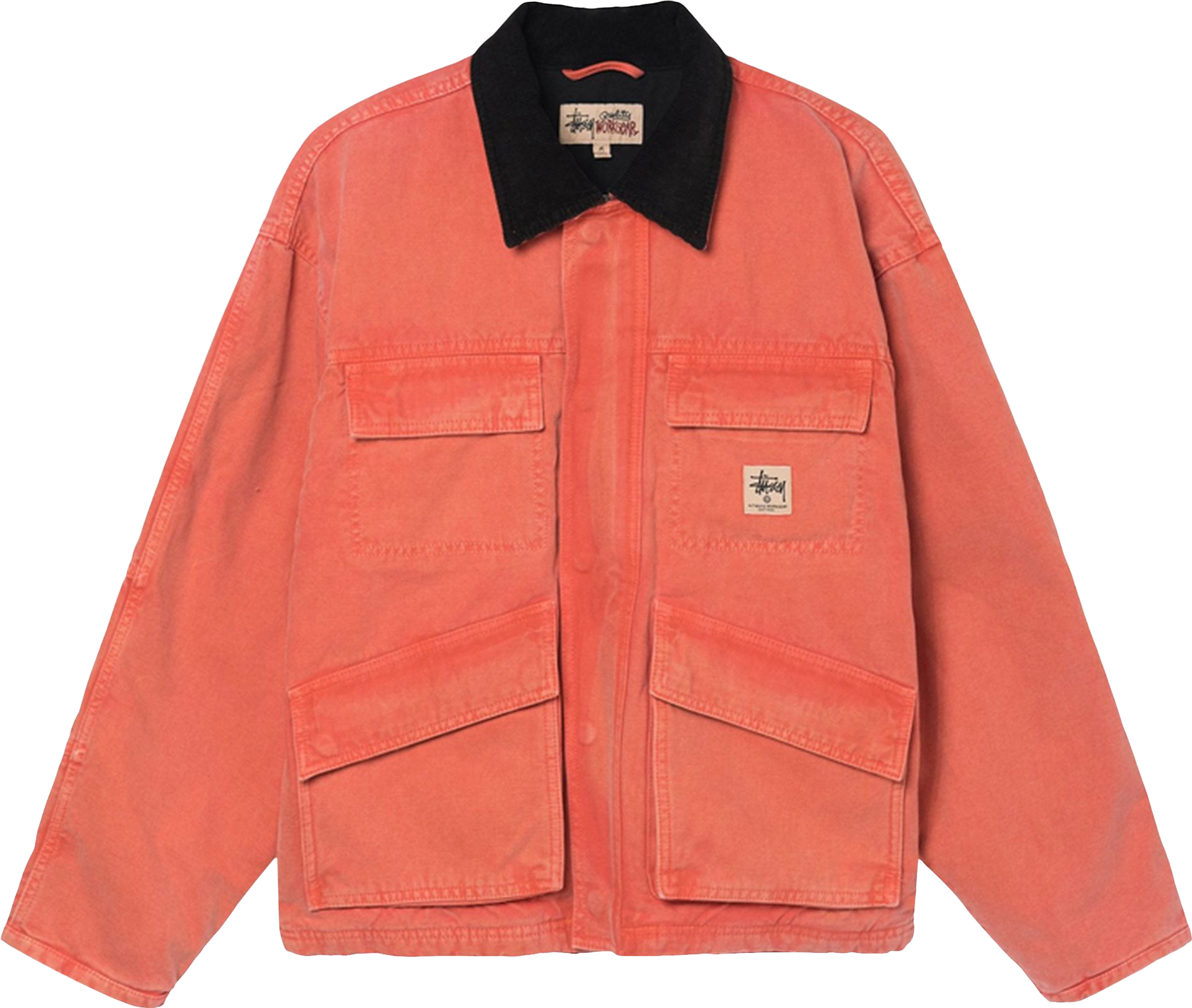 StüSsy Washed Canvas Shop Jacket - Orange | Editorialist