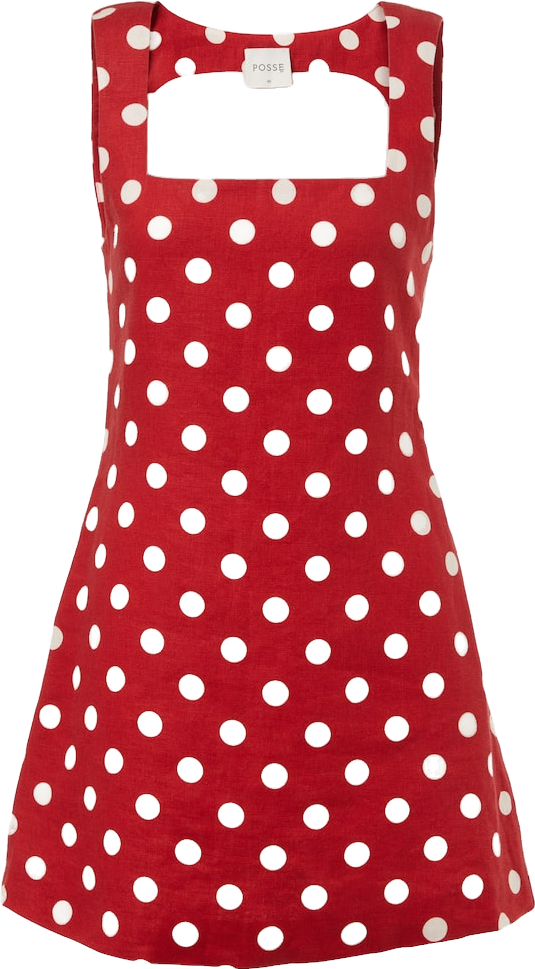 posse red polka dot dress Romeo polka-dot linen maxi dress in red - Posse