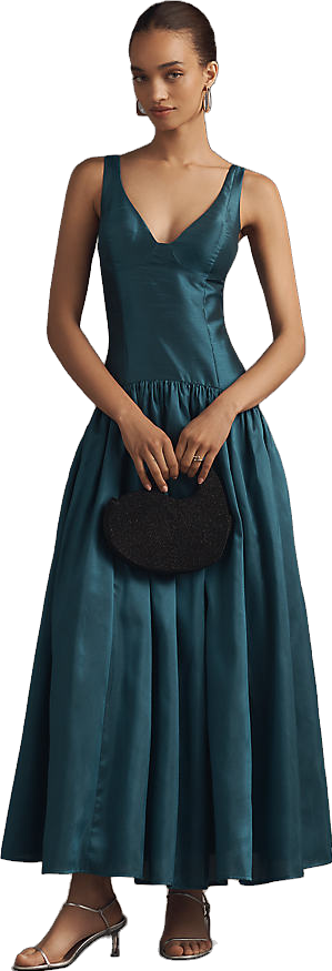 green emerald velvet dress Hutch Carmel Maxi Dress in Black – TrenLend main image 1