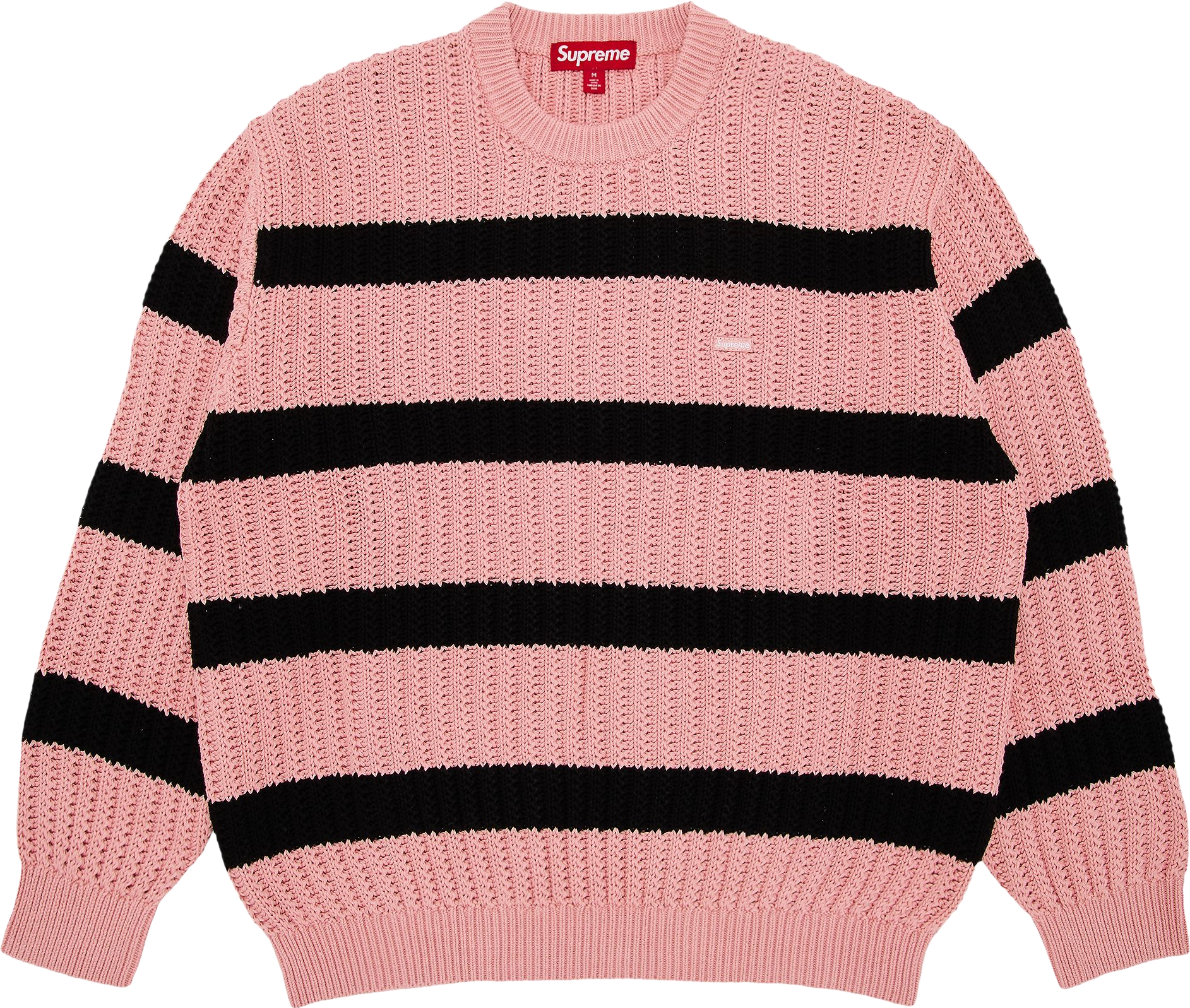 Supreme Small Box Stripe Sweater ピンク XL 37036707~