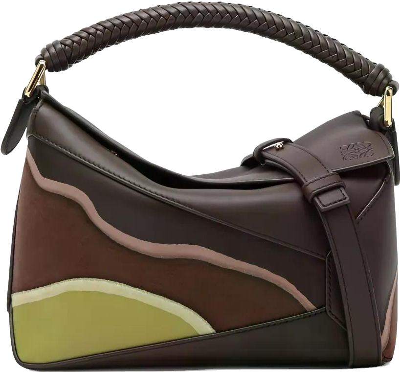 Loewe Puzzle Panelled Tote Bag With Braided Handle - Brown