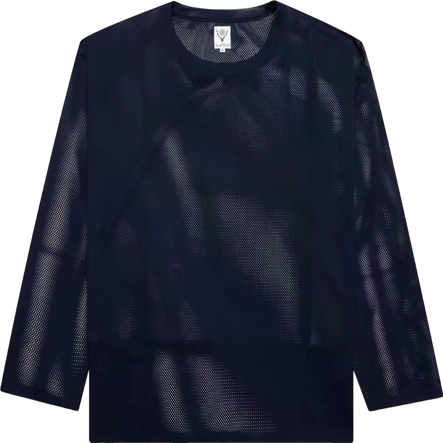 South2 West8 Mesh Knit Crew-Neck T-Shirt - Blue | Editorialist