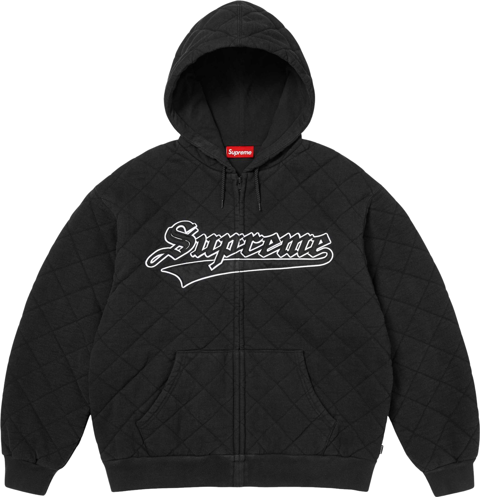 Supreme Quilted Zip Up Hooded Sweatshirt - Black | Editorialist