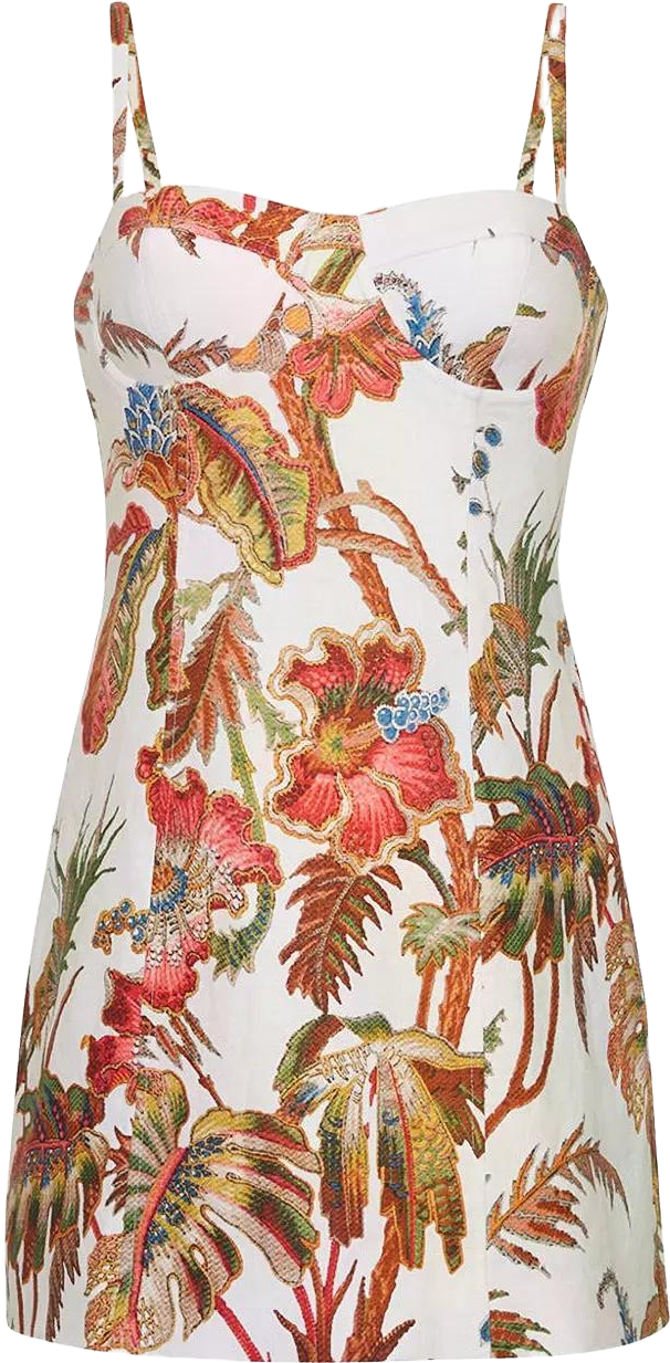 Cara Cara Claudine Mini Dress - Fauna Floral Ivory - 70% Off