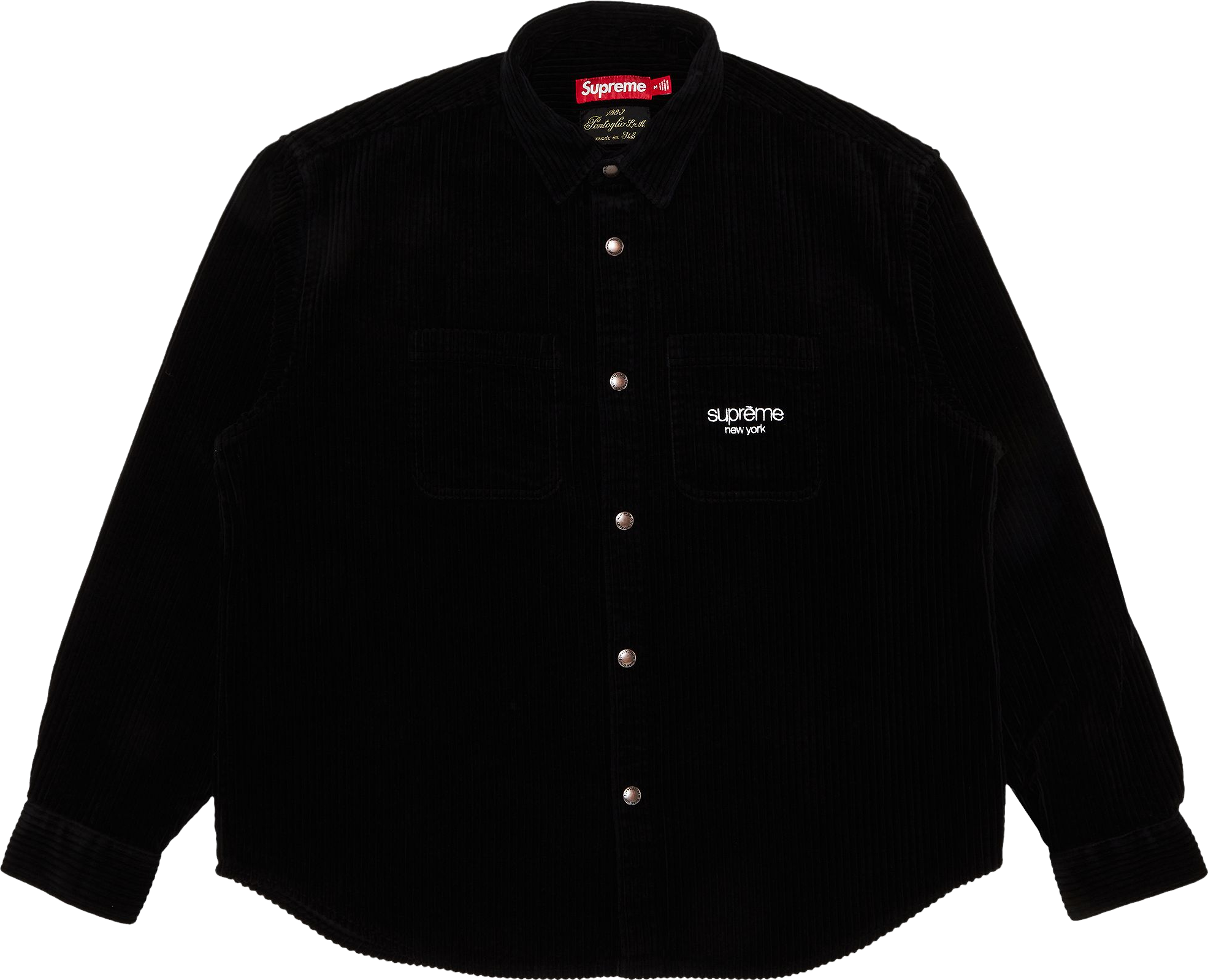 Supreme Wide Wale Corduroy Snap Shirt - Black | Editorialist
