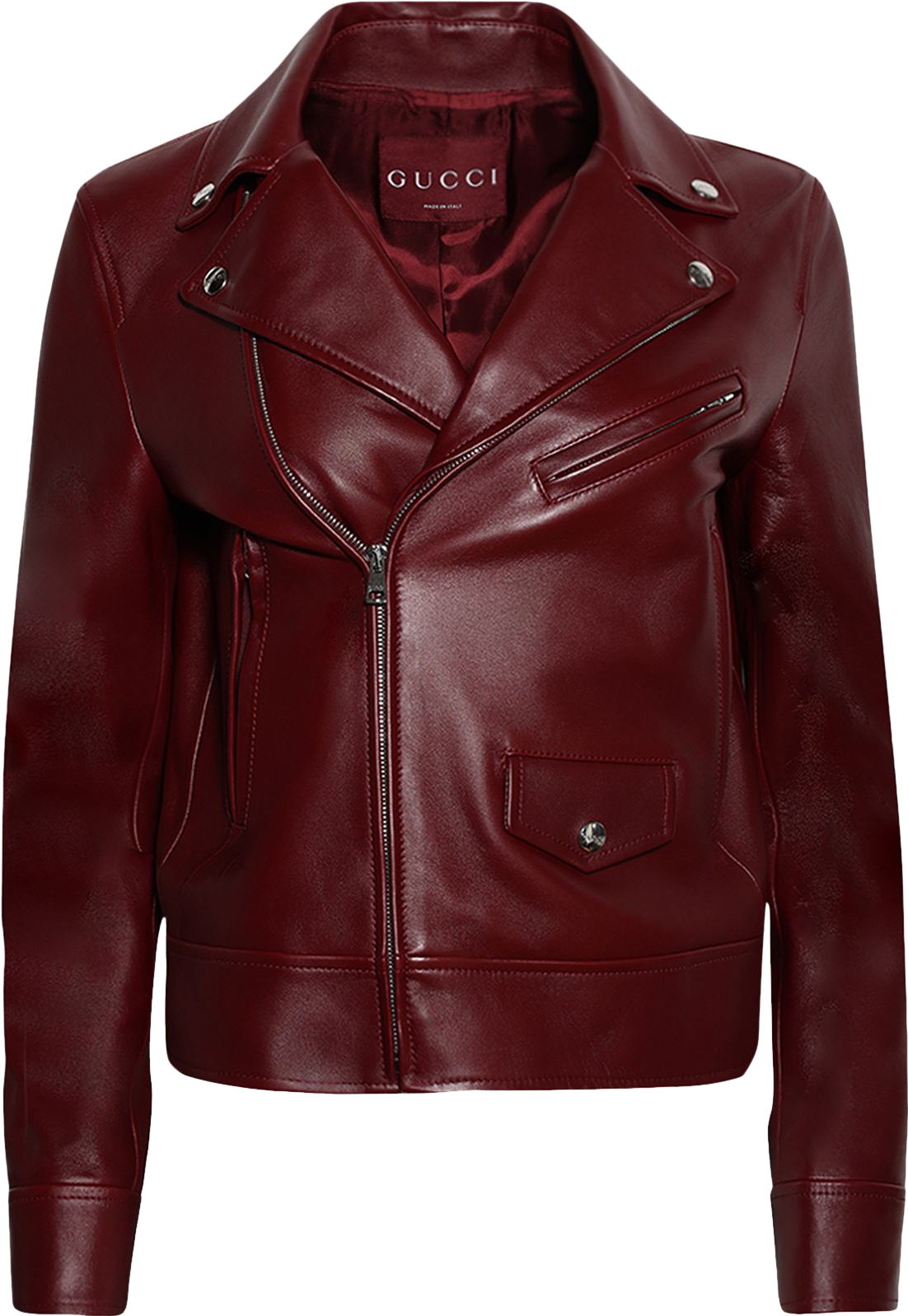 Gucci Leather Biker Jacket - Red | Editorialist