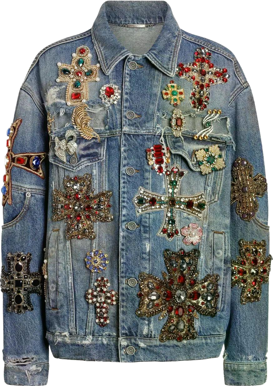 Buy Faith Connexion Chain-embellished Panelled Denim Jacket - Blue