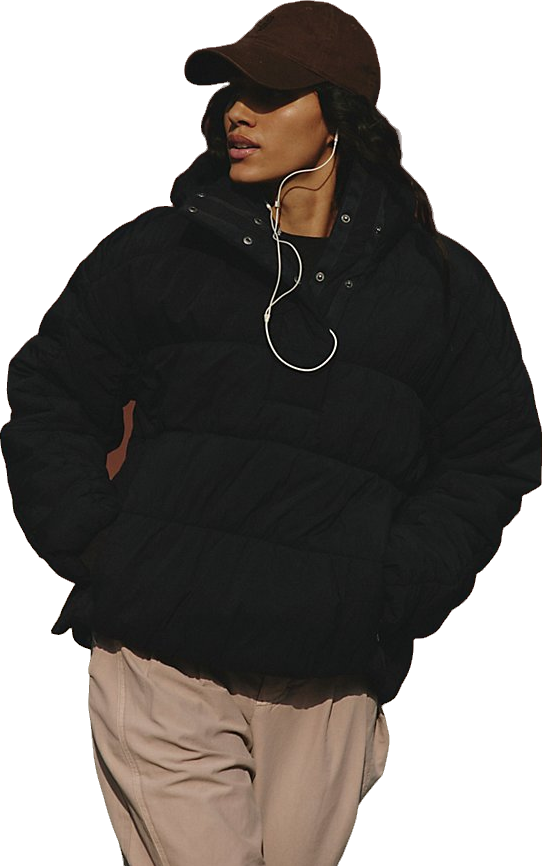 NWT Free People Puffer Popover Hood in Black Free People duvet puffer jacket in black | ASOS main image 3
