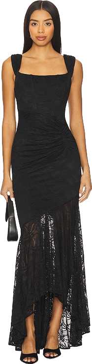 white christmas dresses Lady Black Tie - Micah Maxi Dress - Strapless Satin Dress with Gathered Detail main image 0