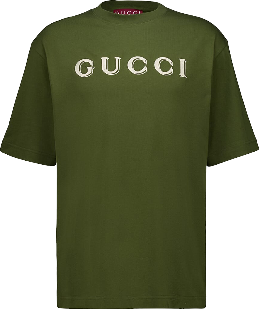 Gucci Forest Cotton Jersey T-Shirt With Embroidery In Green