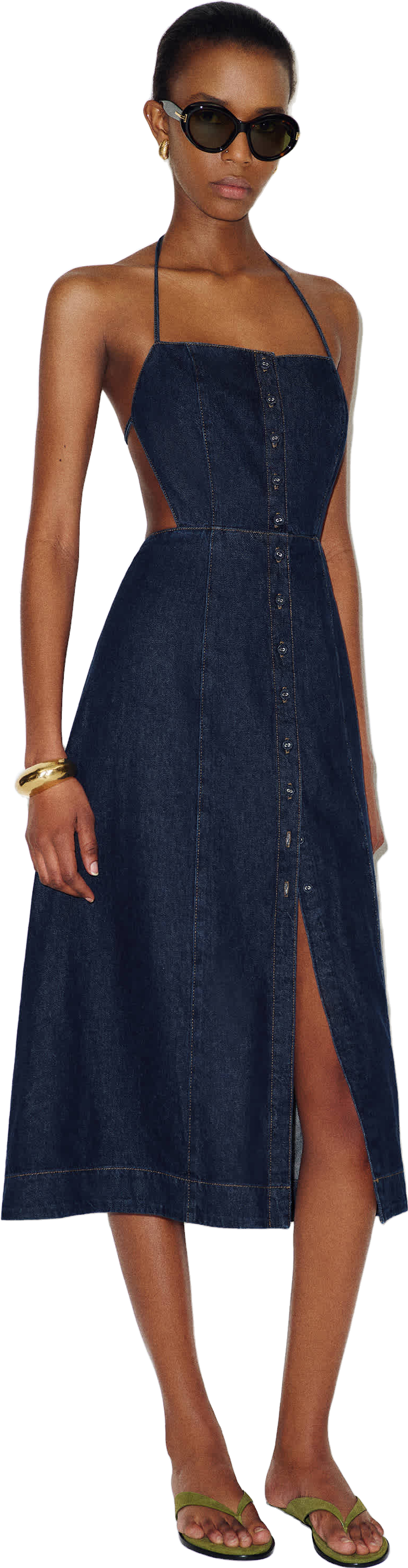 Reformation Manon Denim Midi Dress - Blue
