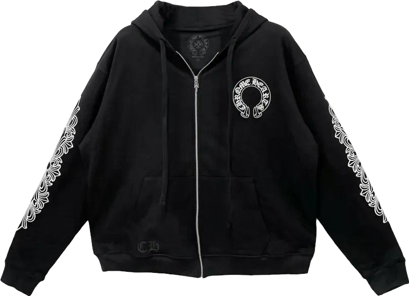 Chrome Hearts Floral Horseshoe Zip-Up Thermal Jacket In Black