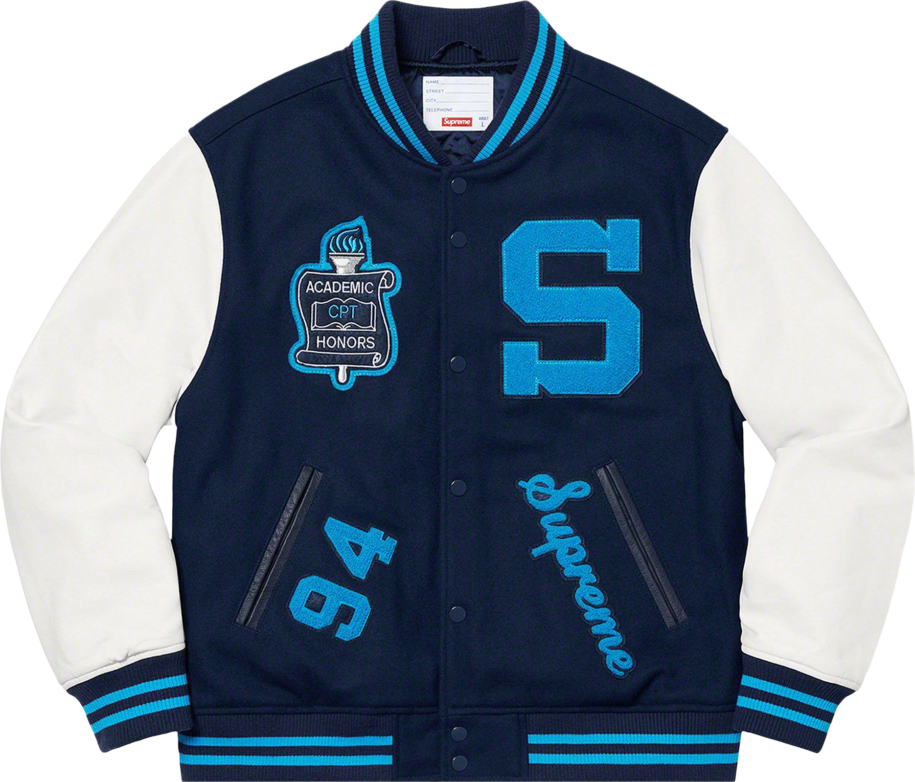 a*必様 Supreme Varsity jacket NAVY Supreme Varsity Jacket - Blue | Editorialist