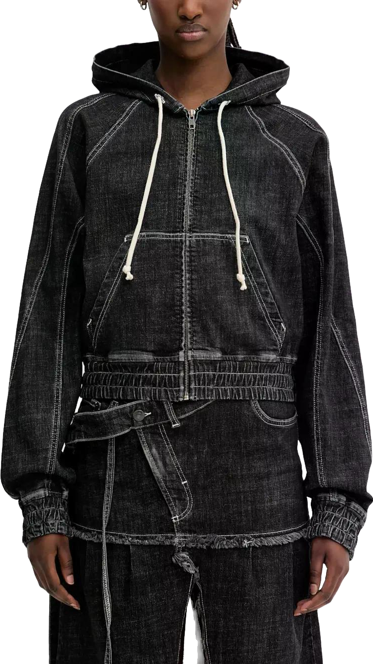 Buy Ottolinger Distressed Zip-up Hoodie - Grey At 34% Off