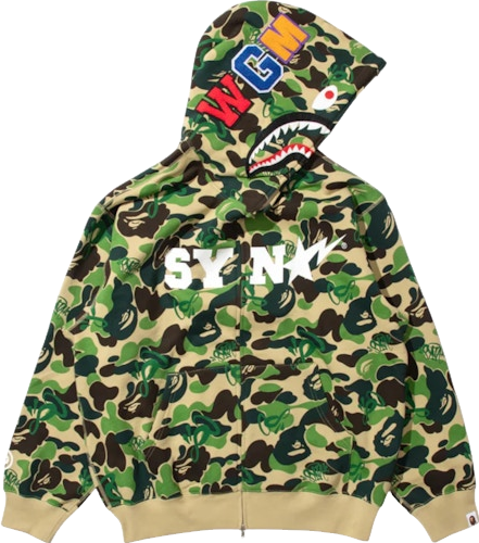 A Bathing Ape Abc Camo Crazy Shark Full Zip Hoodie - Blue