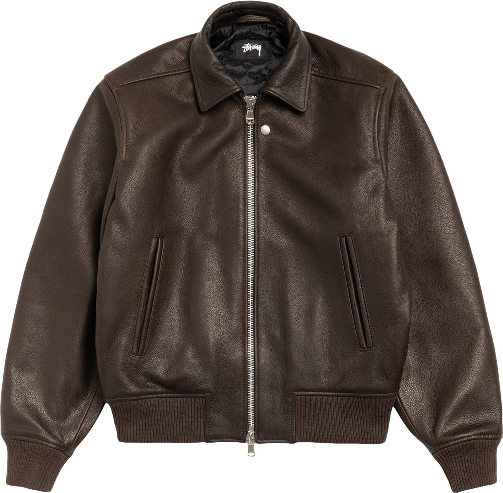 StüSsy Leather Flight Jacket - Brown | Editorialist