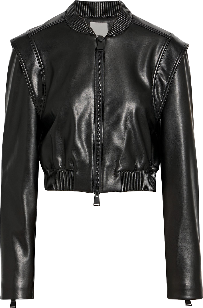 Simkhai Doreen Cropped Leather Jacket - Black - 55% Off | Editorialist