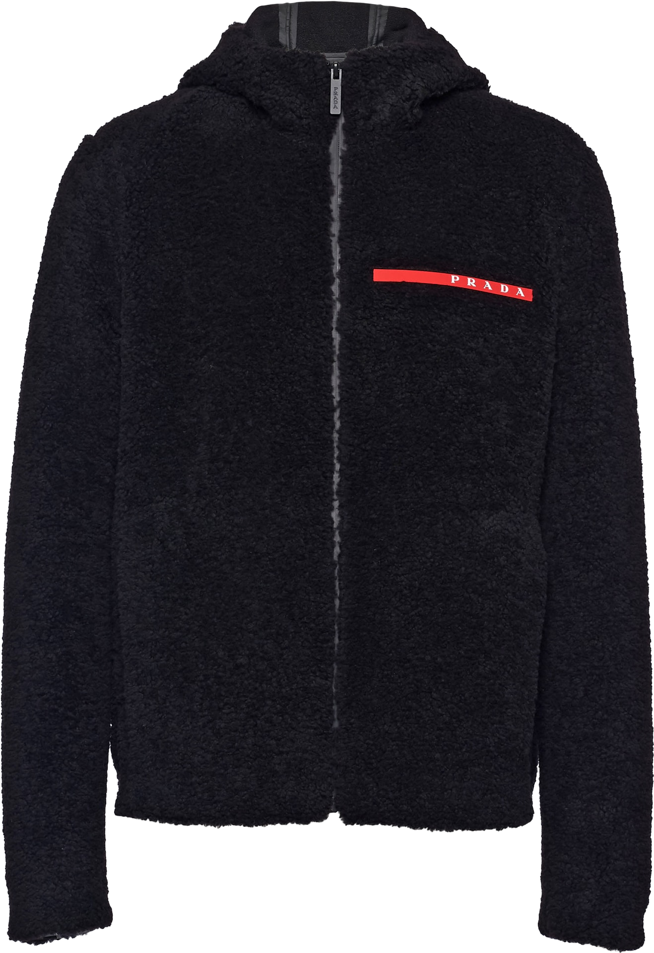 Prada Wool Blend Fleece Cardigan Hoodie - Black | Editorialist