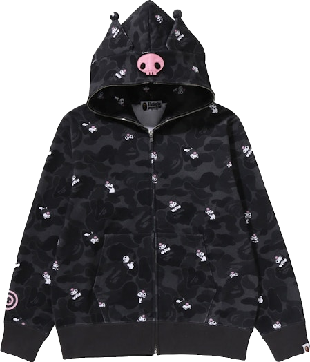 A Bathing Ape X Sanrio Characters Kuromi Camo Full Zip Hoodie