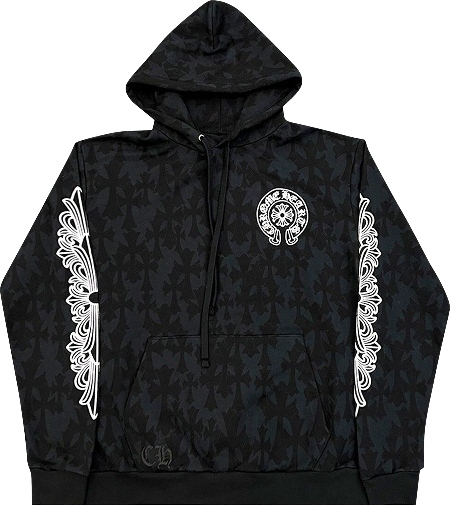 Chrome Hearts Plus Cross All Over Print Zip Up Hoodie - Black