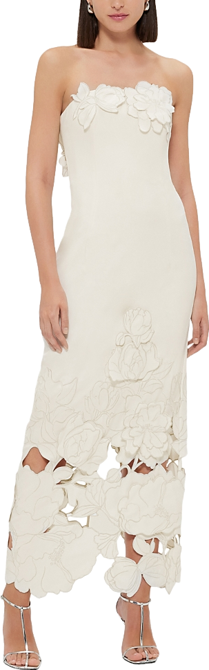 Leo Lin Rayna Crepe Strapless Dress - Flamingo | Editorialist