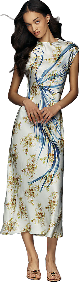 Maeve Mock-Neck Midi Slip Dress - Oyster | Editorialist