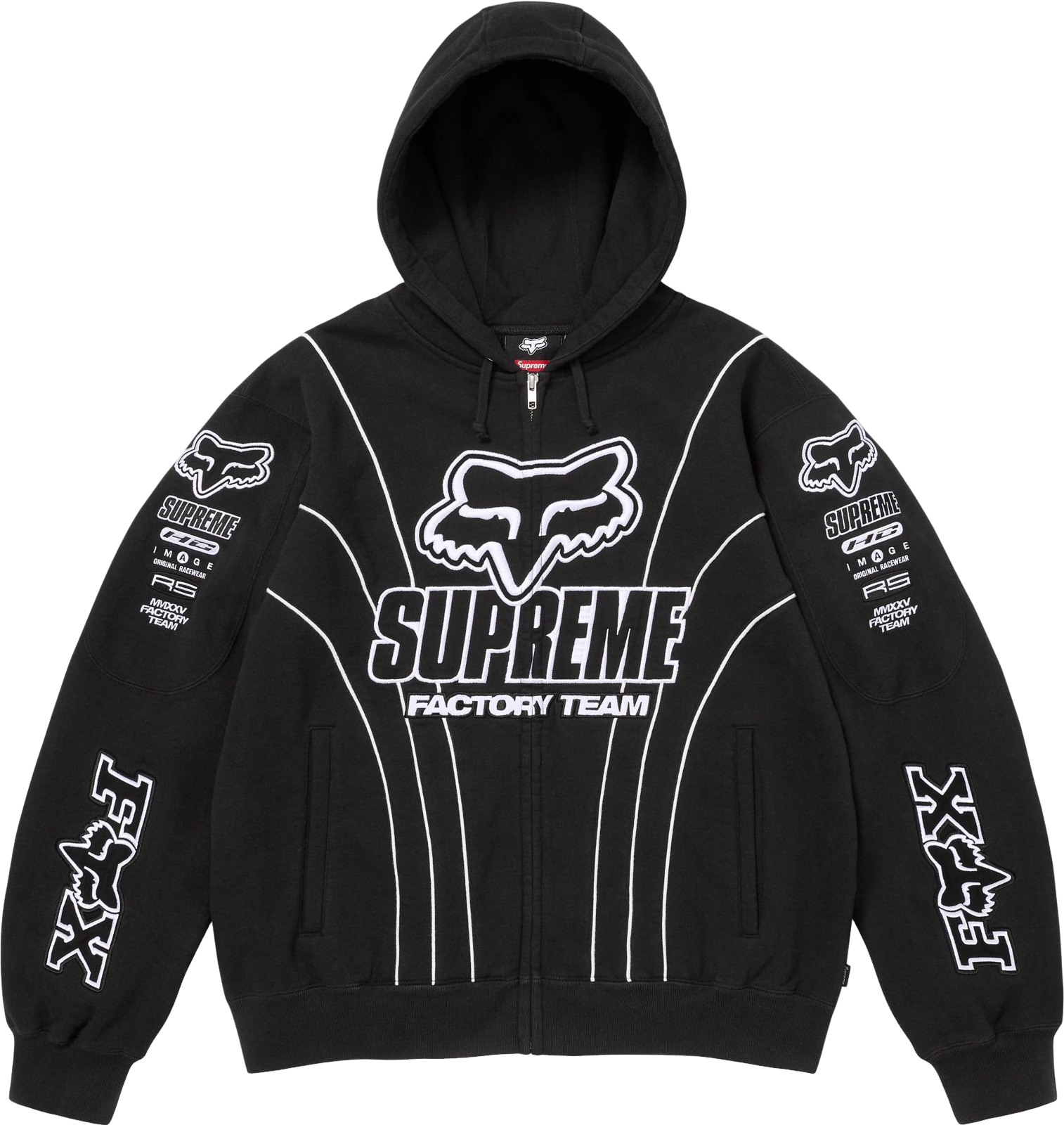 Supreme X Fox Racing Zip-Up Hooded Sweatshirt - Black | Editorialist