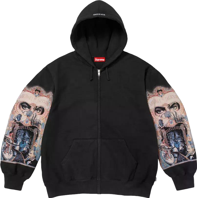 Supreme X Michael Jackson Graphic-Print Zip-Up Hoodie - Black