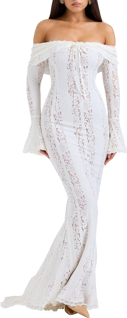 belle vintage cream floral lace off shoulder maxi dress Blue Satin Floor Length Prom Dress, A-Line Short Sleeve Backless Eveni main image 0
