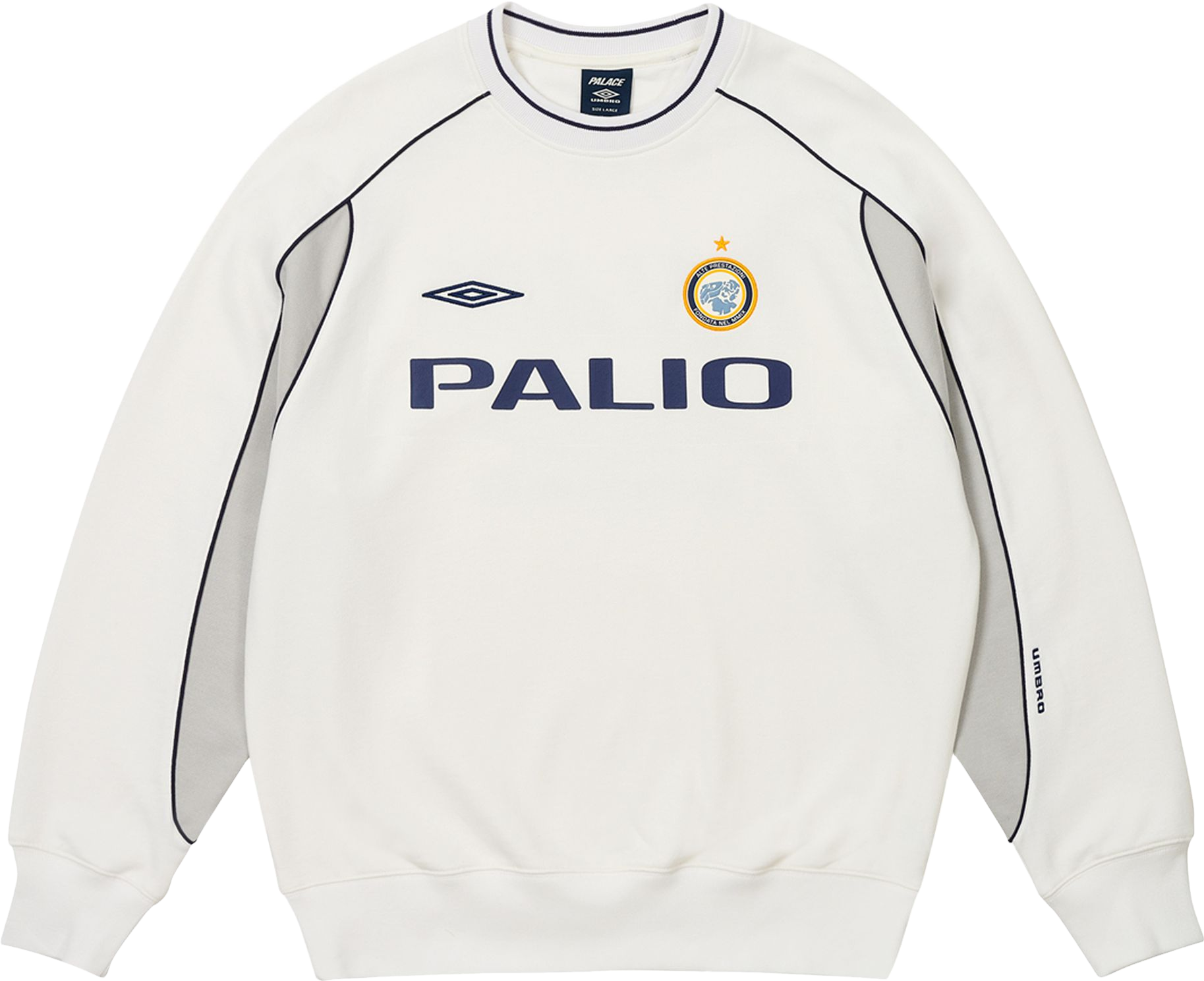 Palace X Umbro Warm Up Crew - White | Editorialist