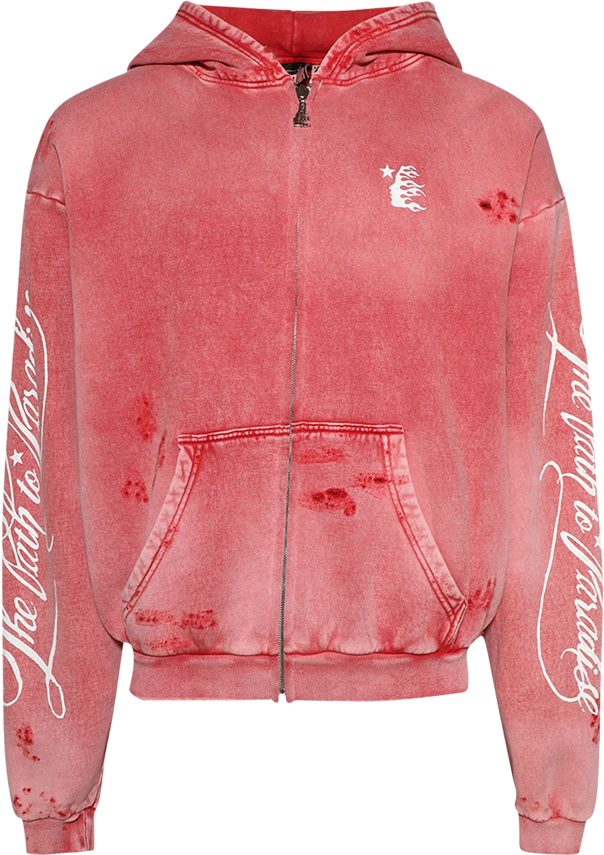 Hellstar Path To Paradise Airbrush Zip-Up Hoodie - Pink | Editorialist