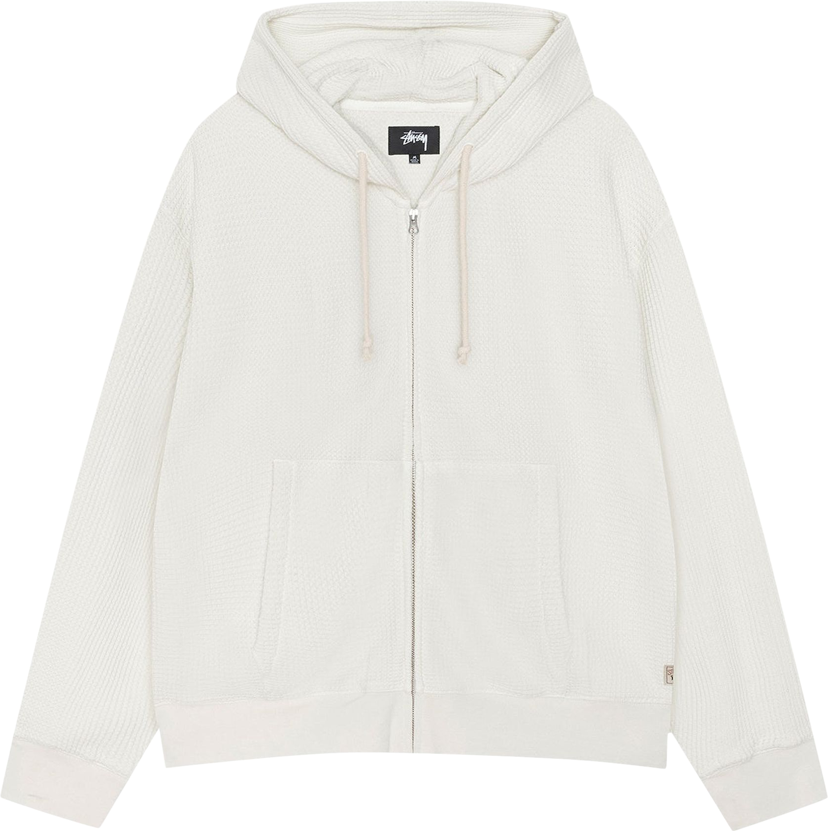 StüSsy Double Layer Waffle Zip Hoodie - White | Editorialist