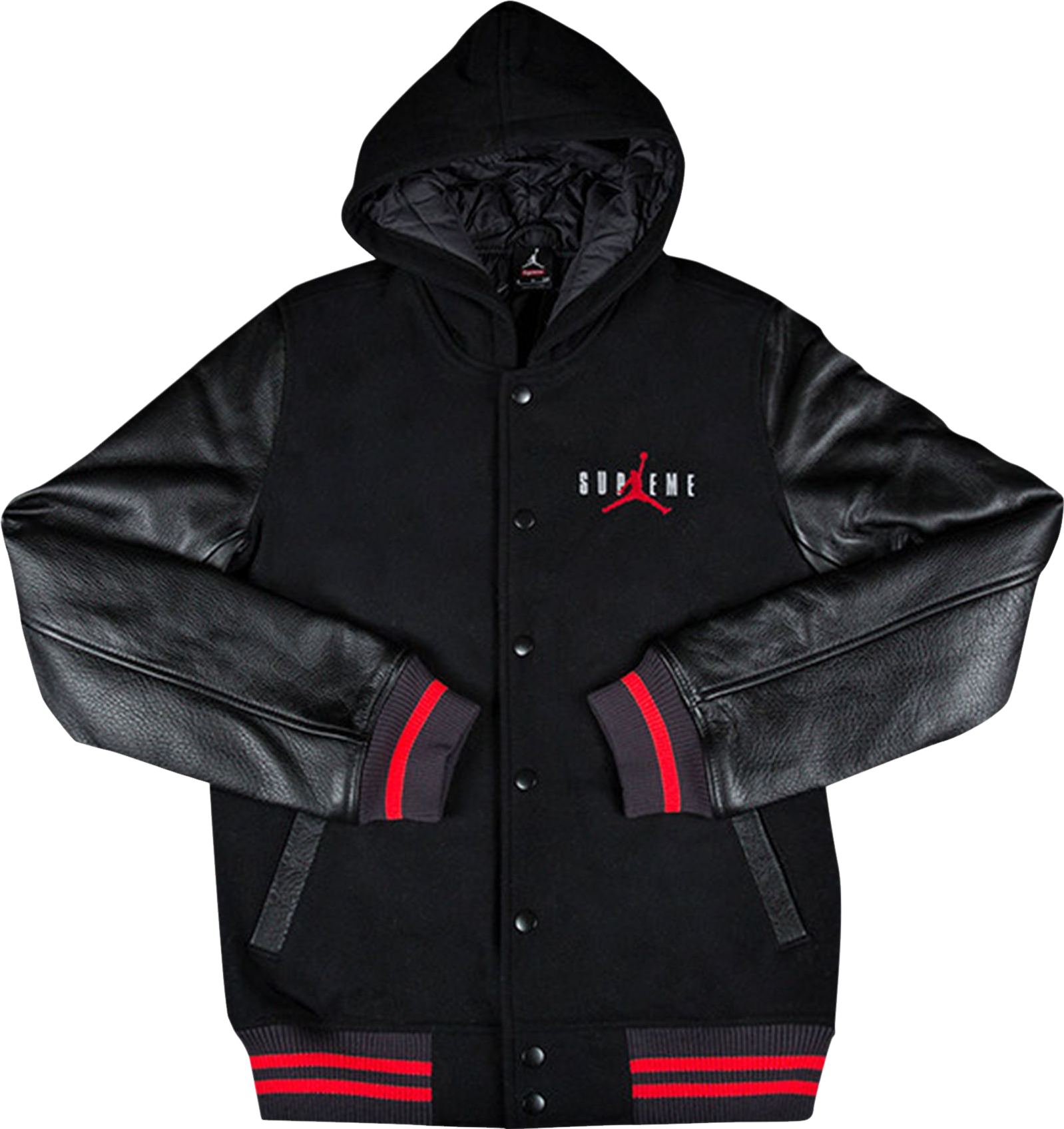 Supreme X Jordan Hooded Leather Jacket - Black | Editorialist