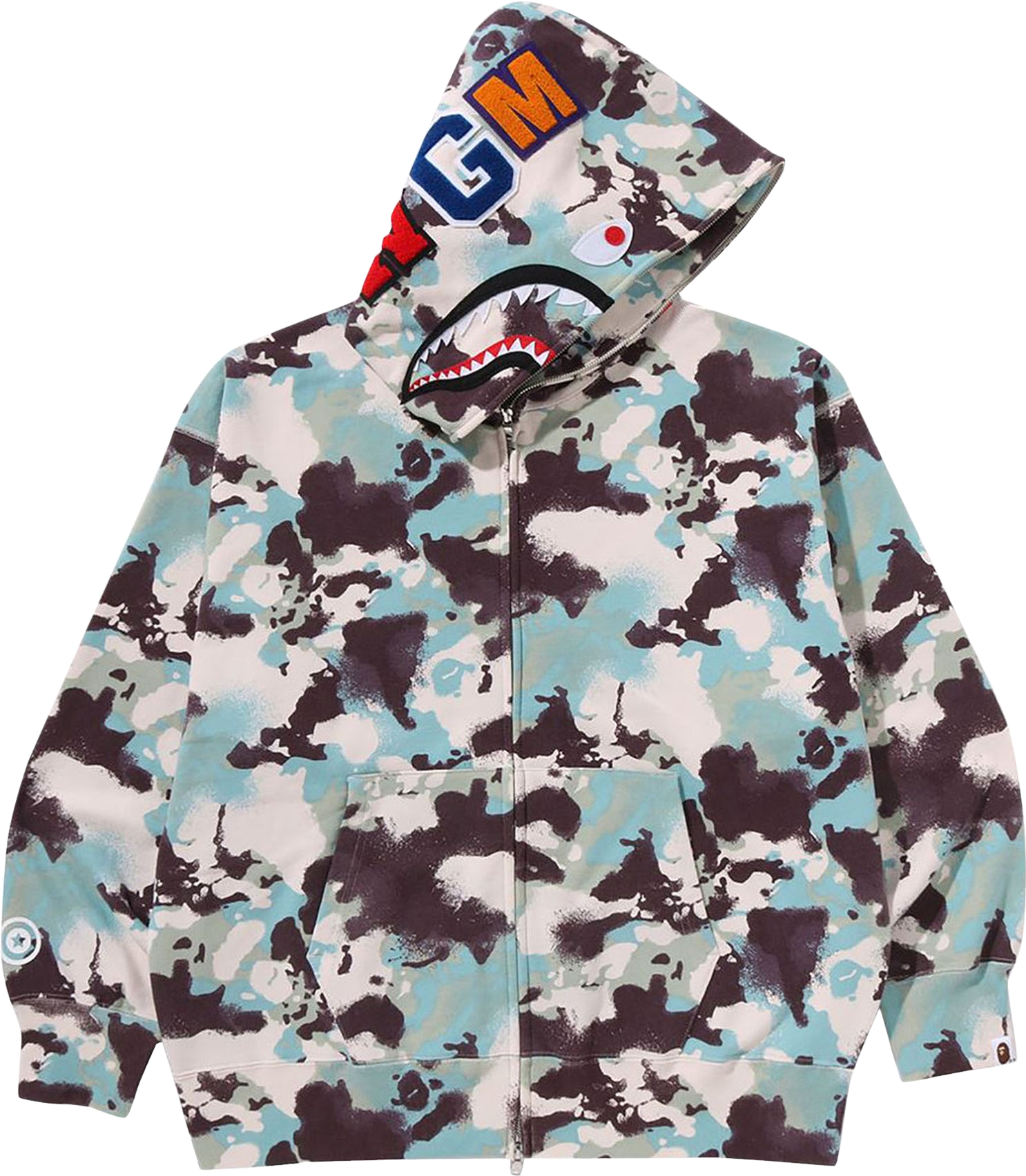 A Bathing Ape Map Camo Shark Relaxed Fit Full Zip Hoodie 
