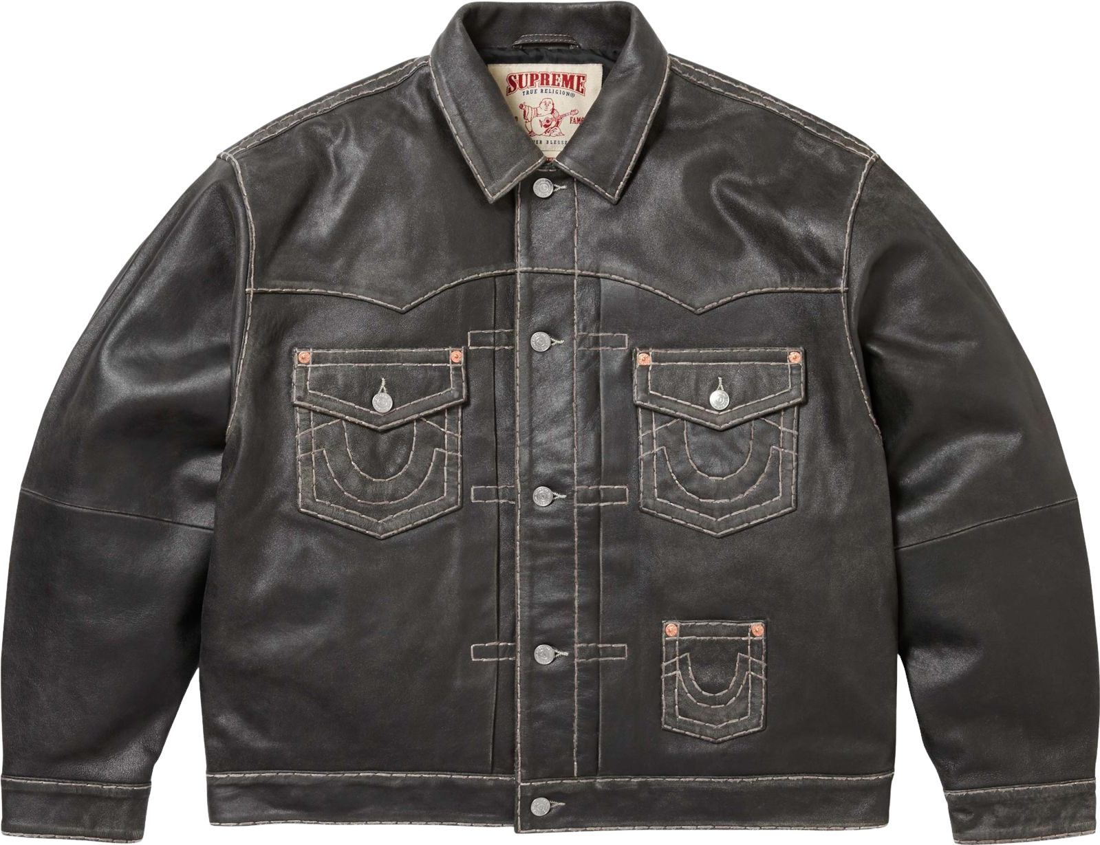Supreme X True Religion Leather Trucker Jacket - Black | Editorialist
