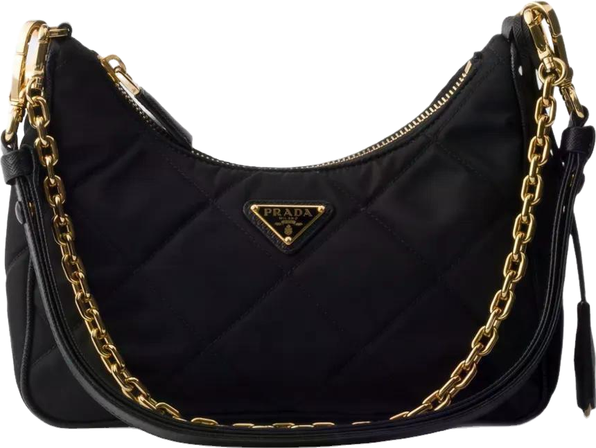 Prada Mini Re-Edition Chain Shoulder Bag - Black | Editorialist