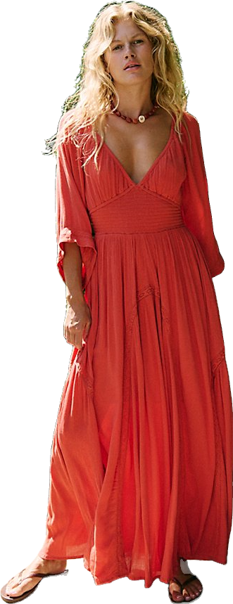 knee length dresses for ladies Slim Pleated Maxi Dress main image 1
