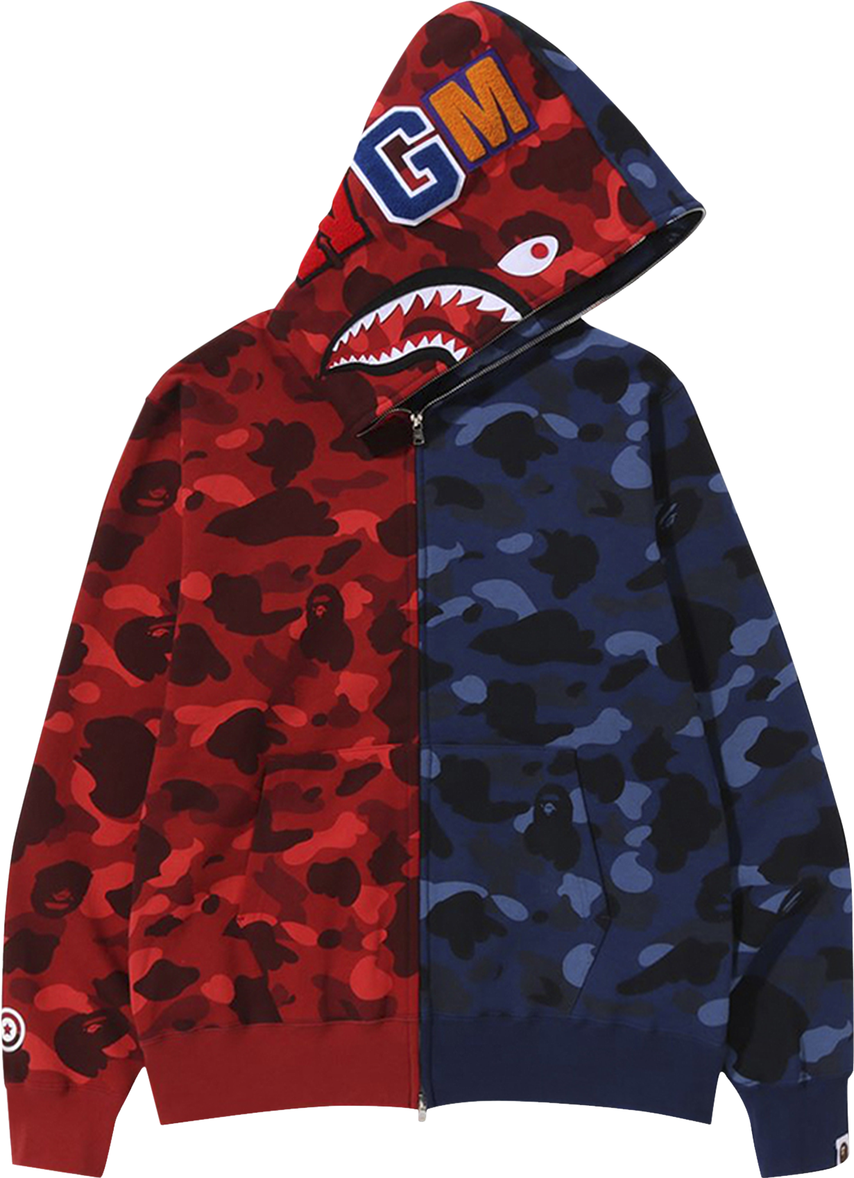 A Bathing Ape Color Camo Shark Full-Zip Hoodie - Red | Editorialist