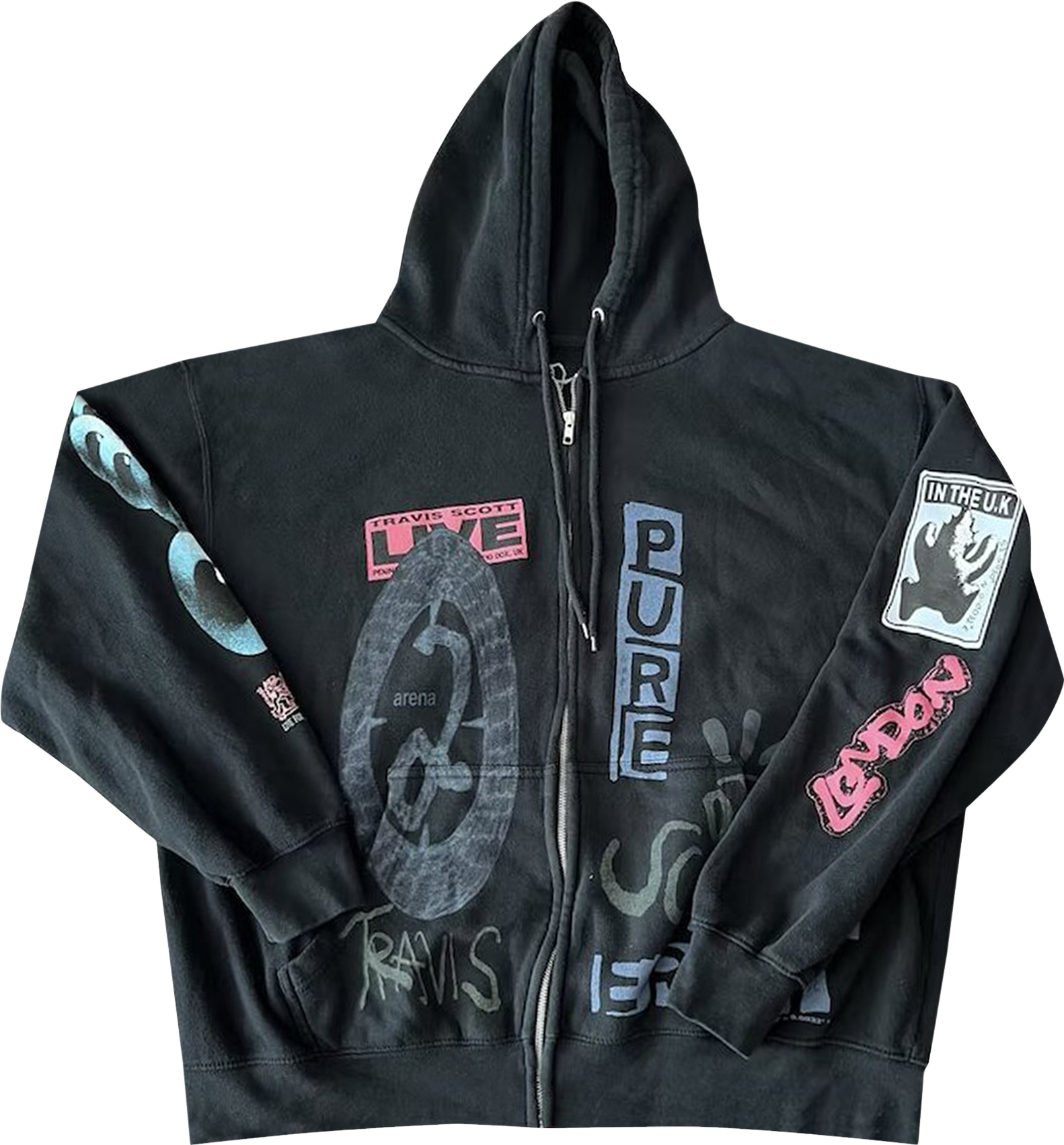 TRAVIS SCOTT X Fragment Skeleton Graffiti Full Zip Hoodie Redux
