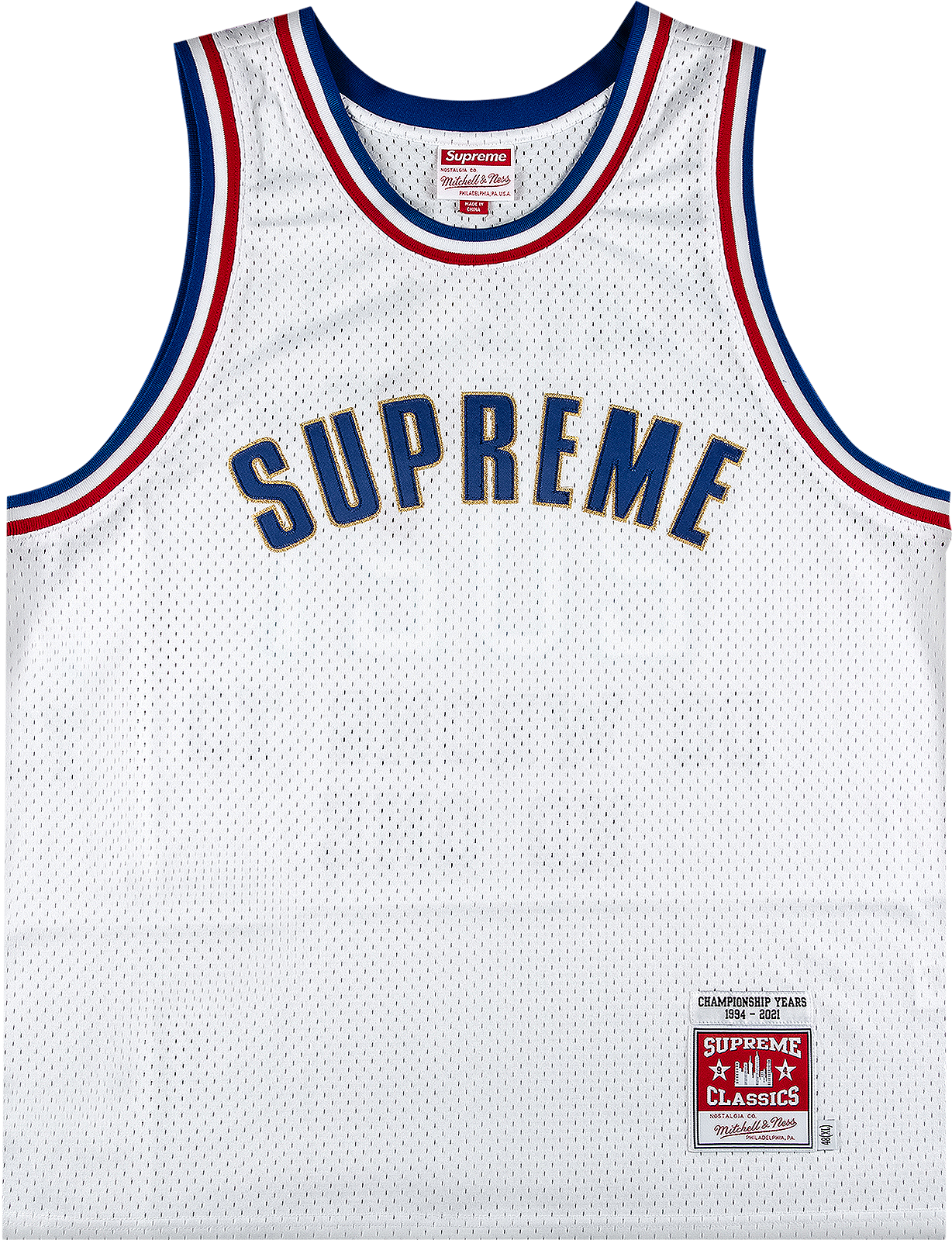 Supreme X Mitchell And Ness Basketball Jersey - White | Editorialist