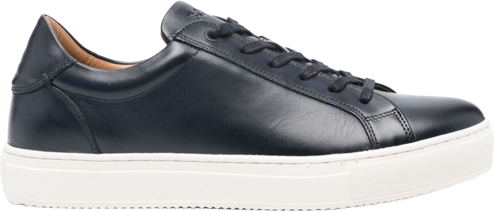 Boggi Milano Panelled Leather Sneakers - Blue | Editorialist display picture 3