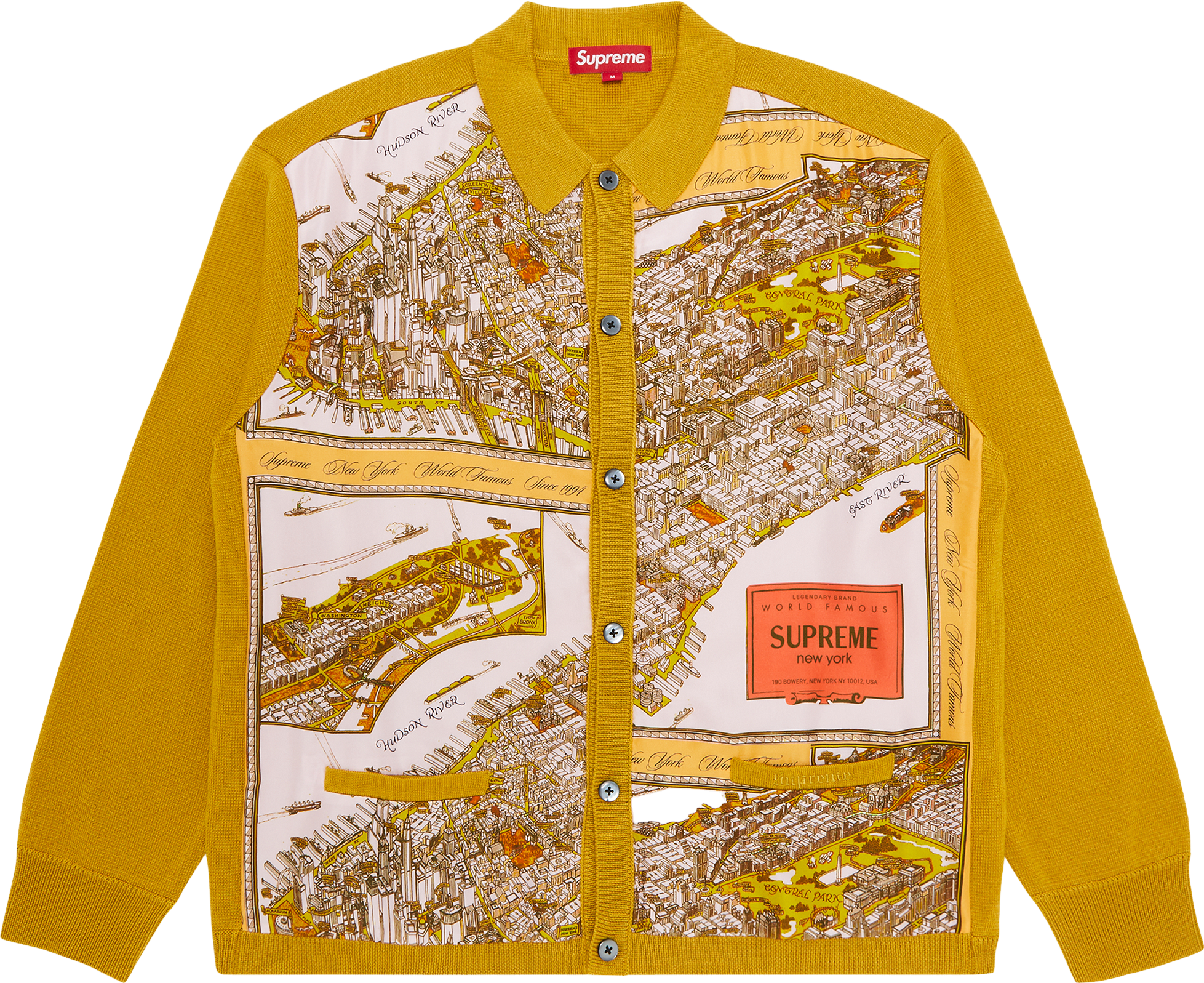 Supreme Silk Map Cardigan - Yellow | Editorialist