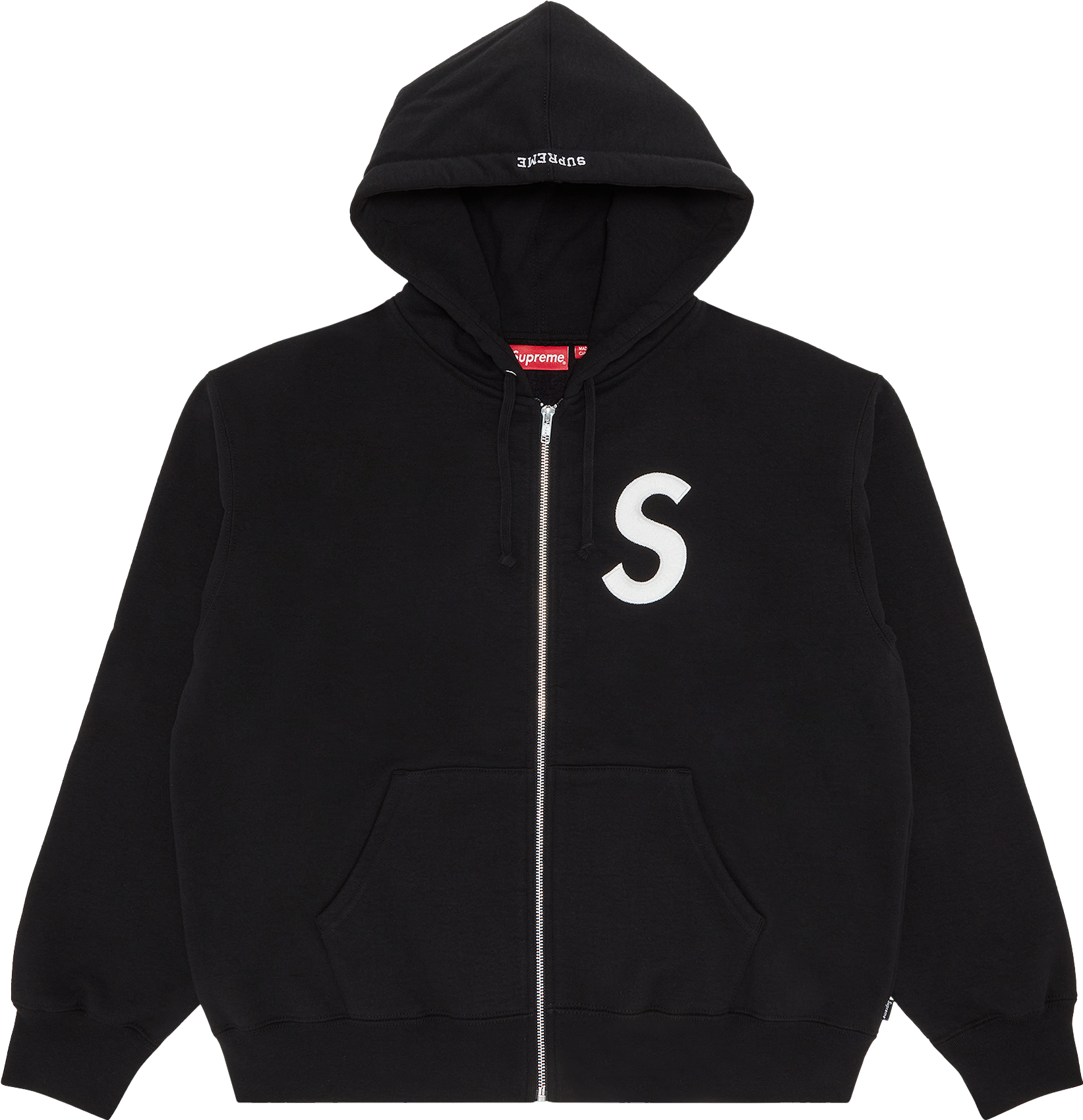 Supreme Logo Zip Up Hooded Sweatshirt - Black | Editorialist