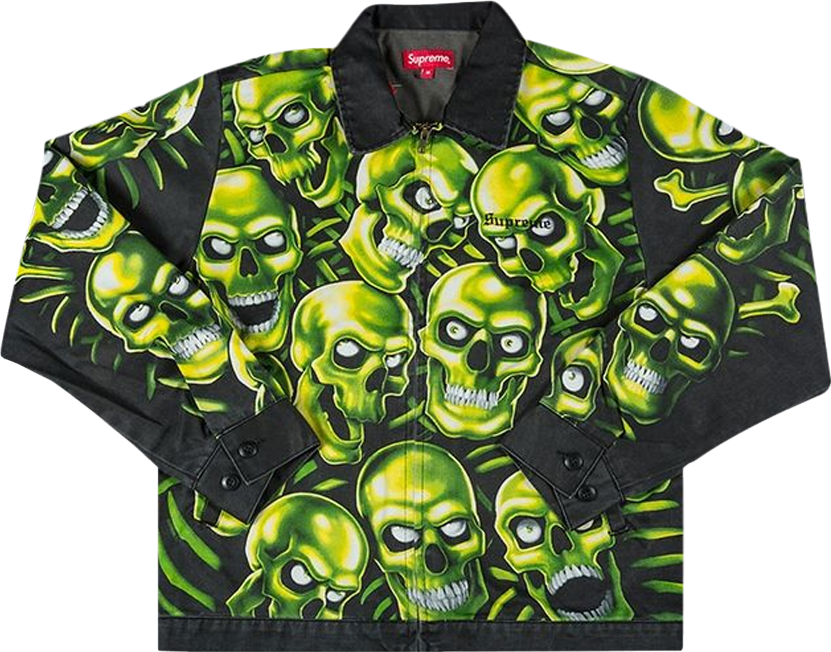 Supreme Skull Pile Leather Bomber Jacket In Green | Editorialist