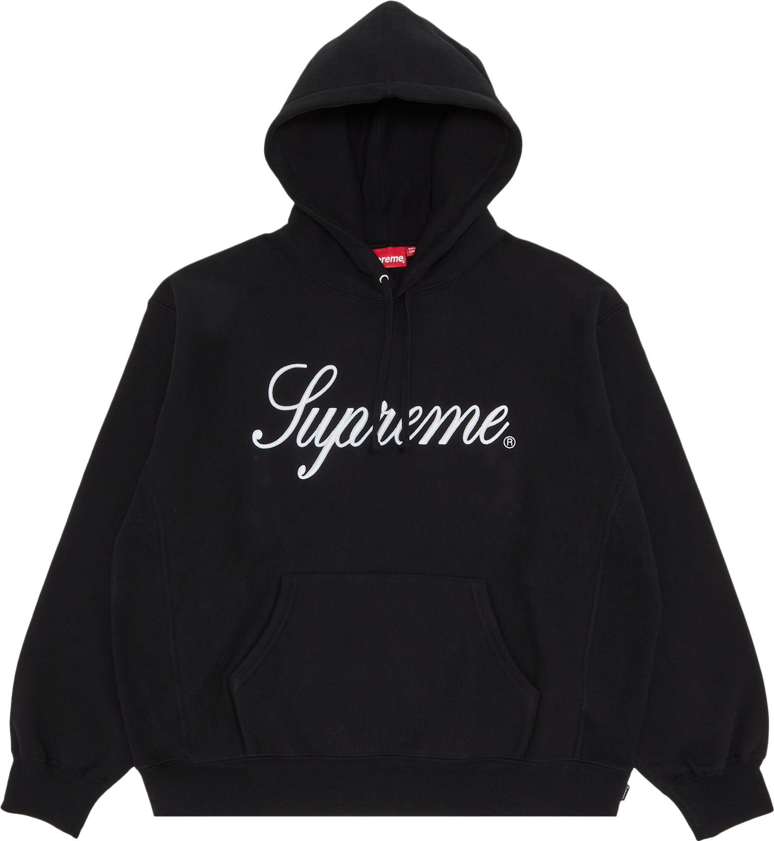 Supreme Raised Script Hooded Sweatshirt - Black | Editorialist