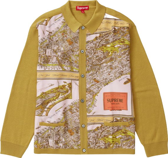 Supreme Silk Map Cardigan - Yellow | Editorialist