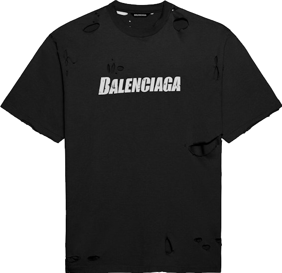 Balenciaga Caps Destroyed Flatground T-Shirt - Black | Editorialist