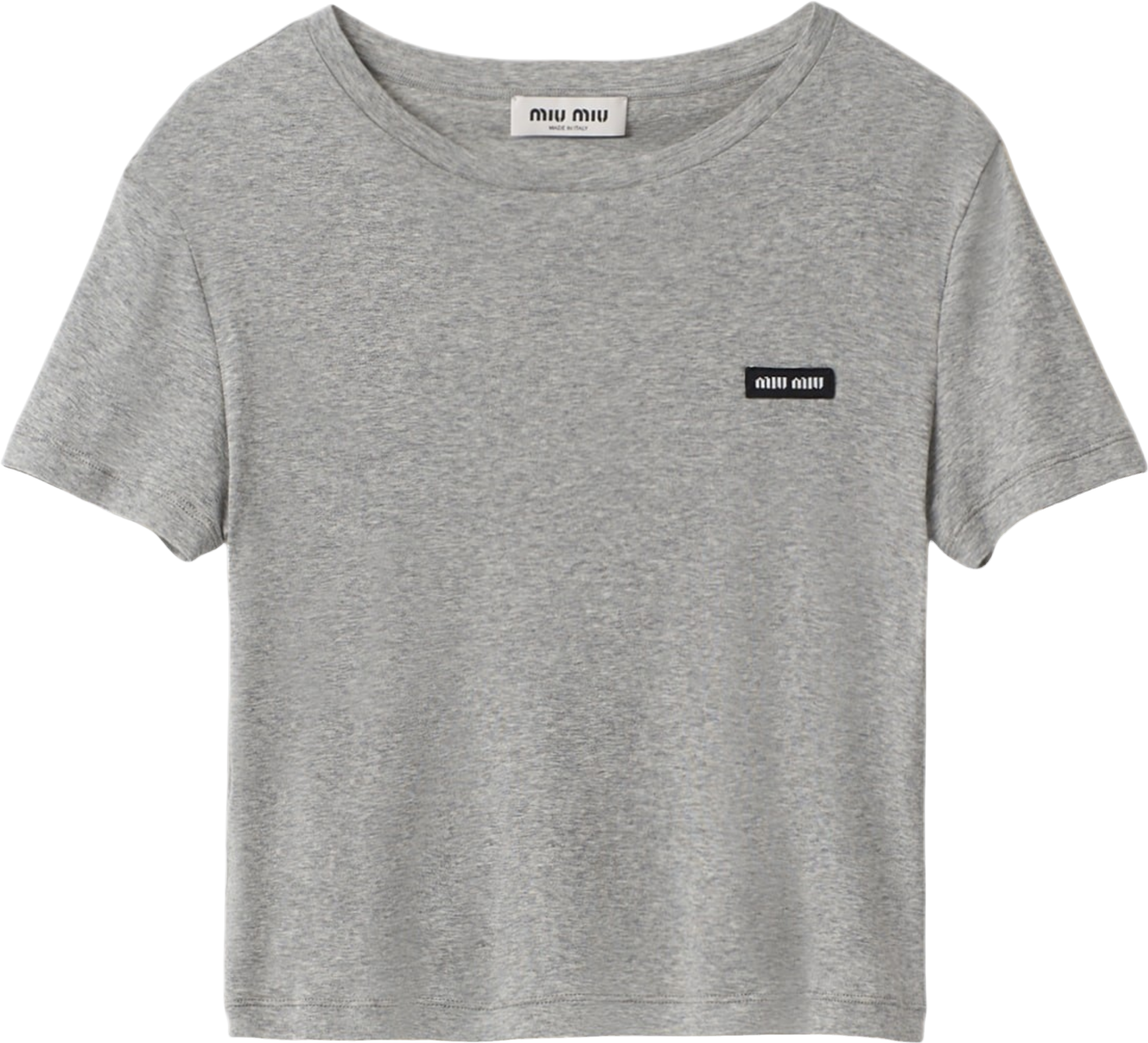 Miu Miu Ribbed Jersey T-Shirt - Grey | Editorialist
